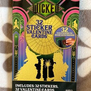 Universal Wicked Sticker Valentine Cards - Green, Gold, Black
